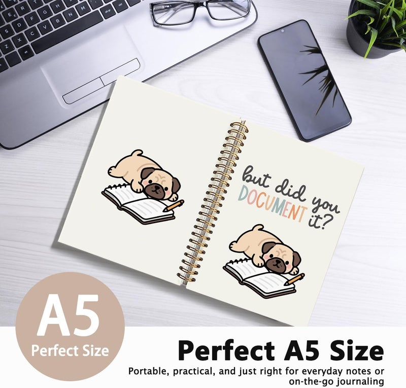 WLIANG Funny Pug Notebook Journal Gifts for Women & Men, Gifts for Pug Lovers Notebooks for Women, Funny Human Resources Gifts Journal, But Did You Document It Hardcover Spiral Notebook 5.5x8.3 Inch - Image 2